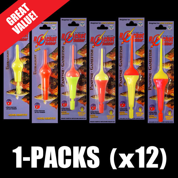 Rocket Bobber Gamefish Series 6-1/4 2-Pack - 1 Yellow Top, 1 Orange Top